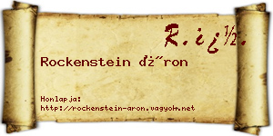 Rockenstein Áron névjegykártya